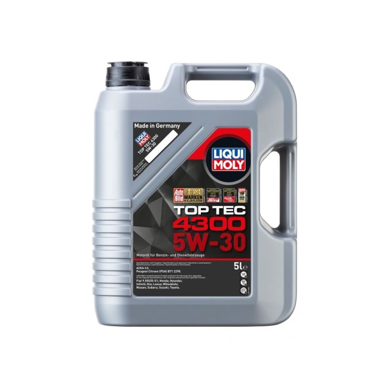 Olej silnikowy TopTec 4300 (5L) SAE 5W30  API CF  SN  ACEA A1  A5  B1  B5  C2  CITROEN B71 2290  FIAT 9.55535-S1  PEUGEOT B71 
