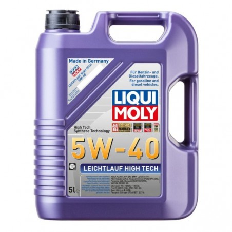 Olej silnikowy Leichtlauf High Tech (5L) SAE 5W40  API CF  SM  ACEA A3  B4  BMW LL-01  FIAT 9.55535-H2  FIAT 9.55535-M2  MB 22