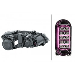 Reflektor L (halogen, H7/H7/PY21W/W5W, elektryczny, z silnikiem, kolor wkładu: chromowany/czarny, kolor kierunkowskazu: pomarańc