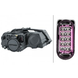 Reflektor L (halogen, H7/H7/PSY24W/W5W, elektryczny, z silnikiem, kolor kierunkowskazu: biały) pasuje do: AUDI A3 8P 06.08-08.